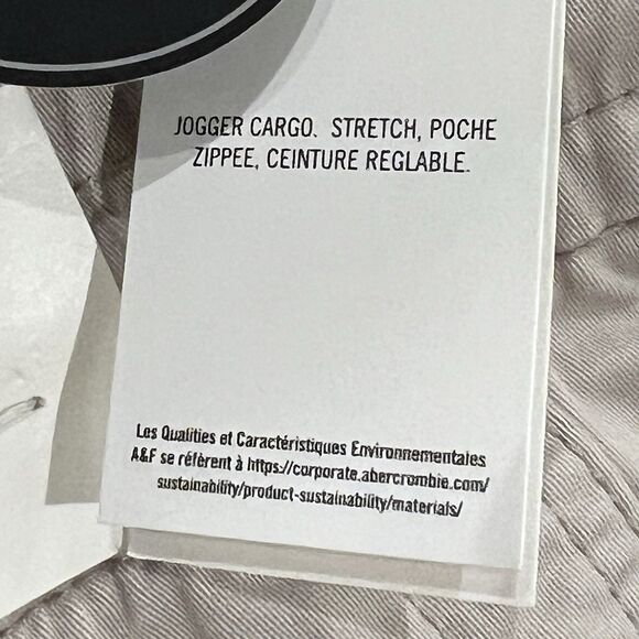 NWT Hollister Cargo Jogger Men’s Large Stretch Khaki Built-in Zipper Pocket - Picture 8 of 13